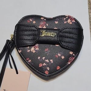 Juicy Couture Black Heart Shaped Wristlet NEW WITH TAGS